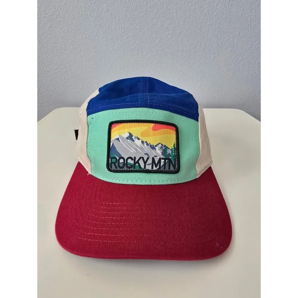 Rocky Mountain Park Hat Colorblock Strapback Vintage Outdoor Cap Streetwear Camp - Picture 2 of 7